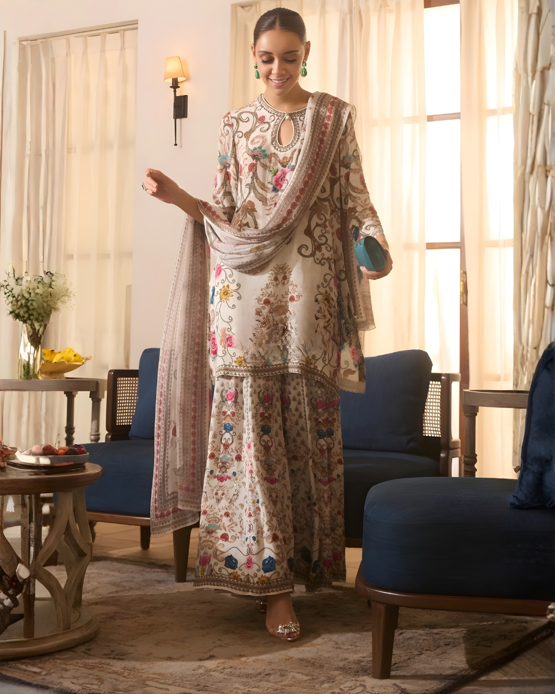 Shahnaz Floral Print Sharara Set