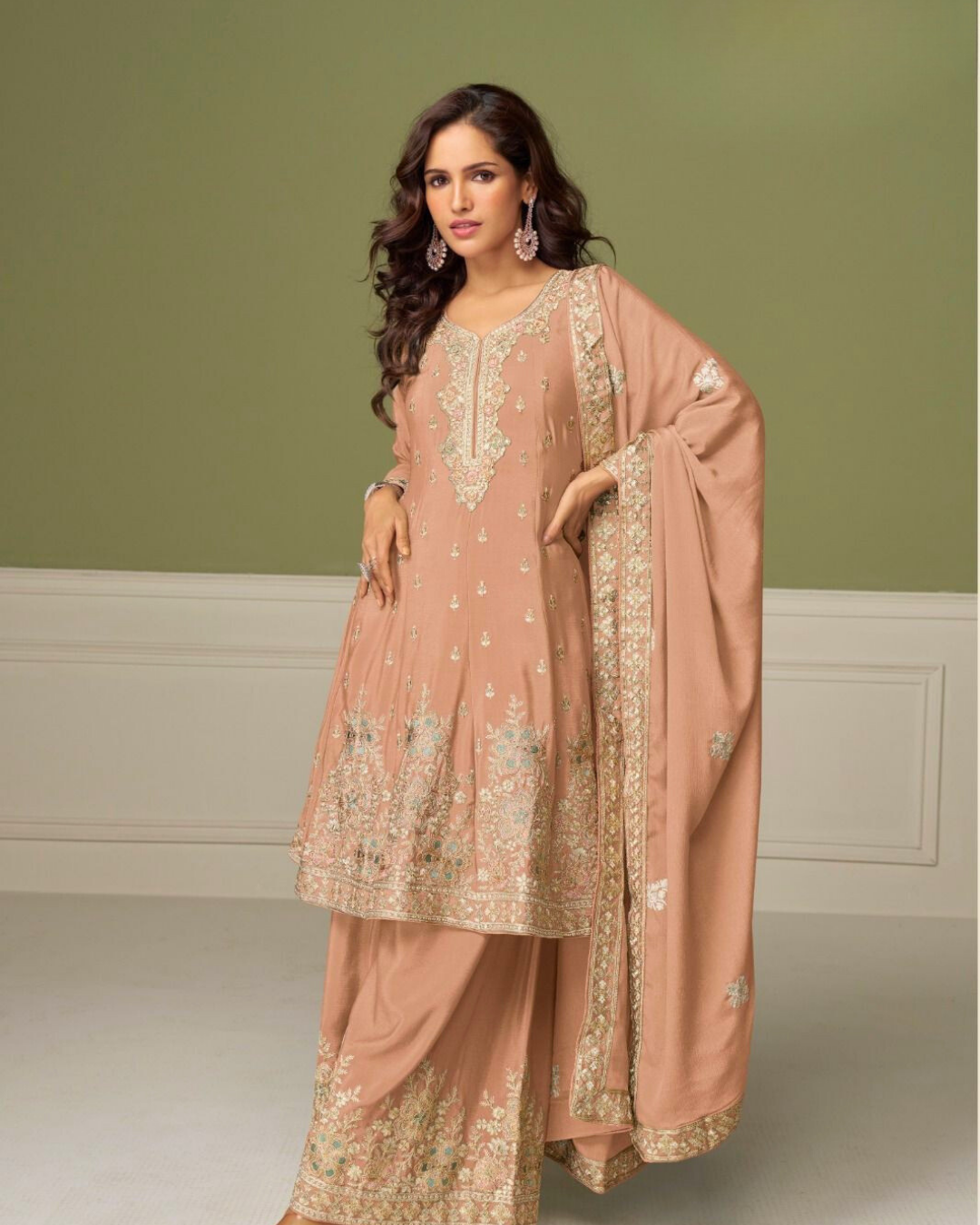 Nectar Hand-Embroidered Chinon Silk Sharara Set