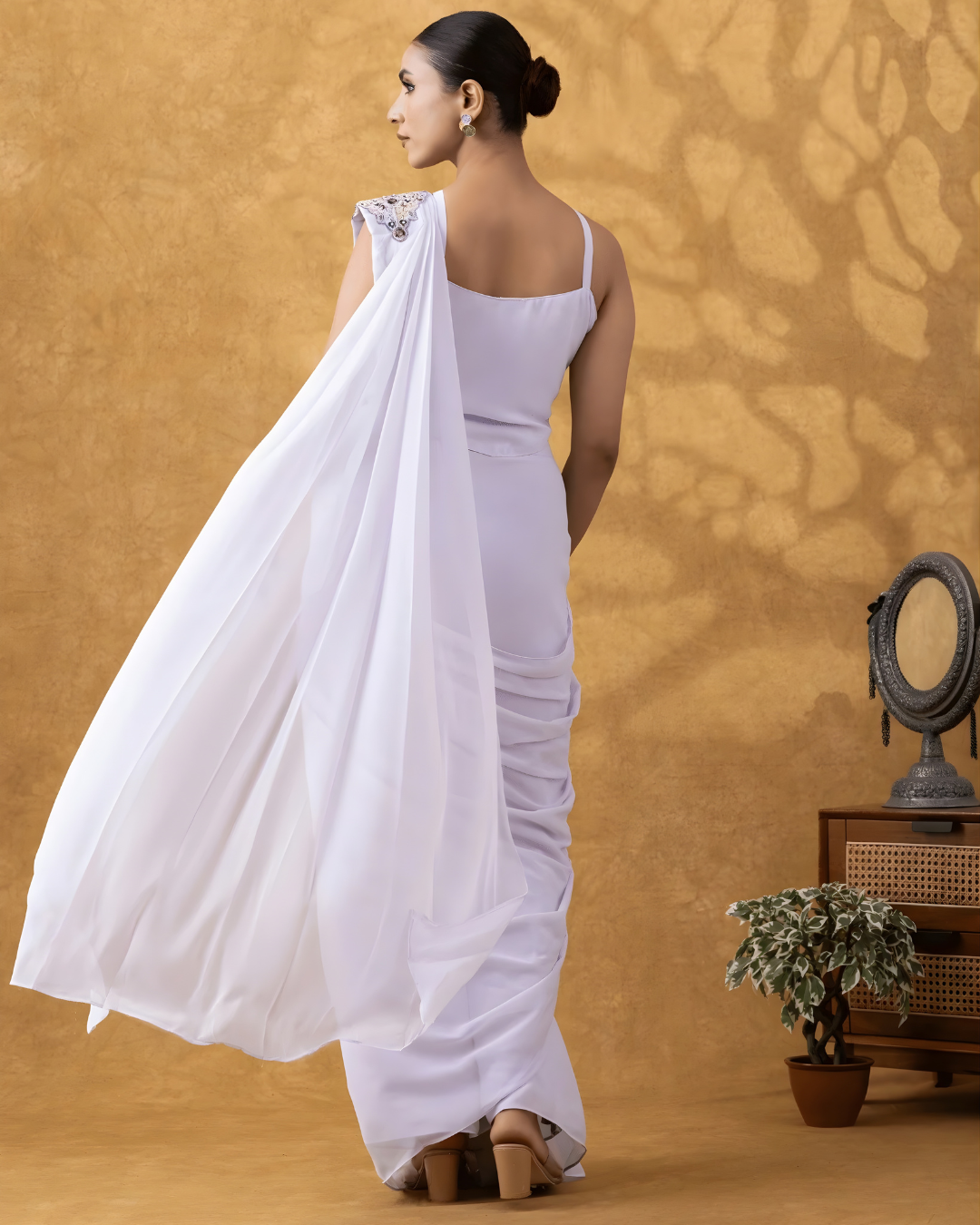 Lilac Muse Embellished Corset Pre-Draped Saree