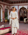 Tissue Shimmer Floral Embroidered Kurta Pant Set