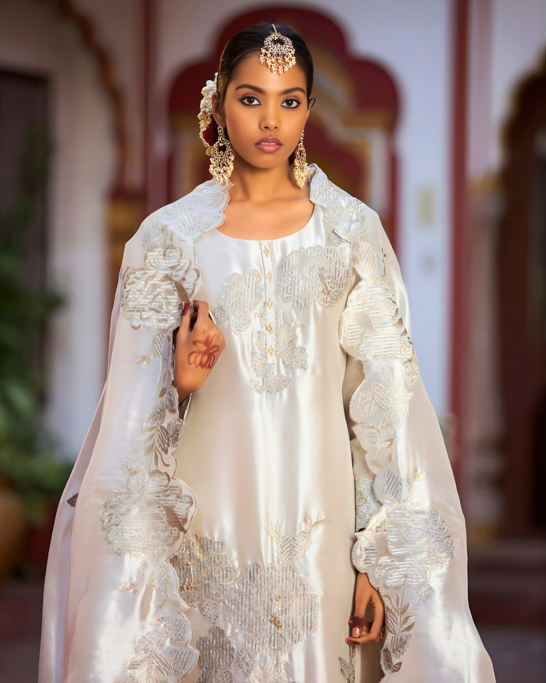 Tissue Shimmer Floral Embroidered Kurta Pant Set