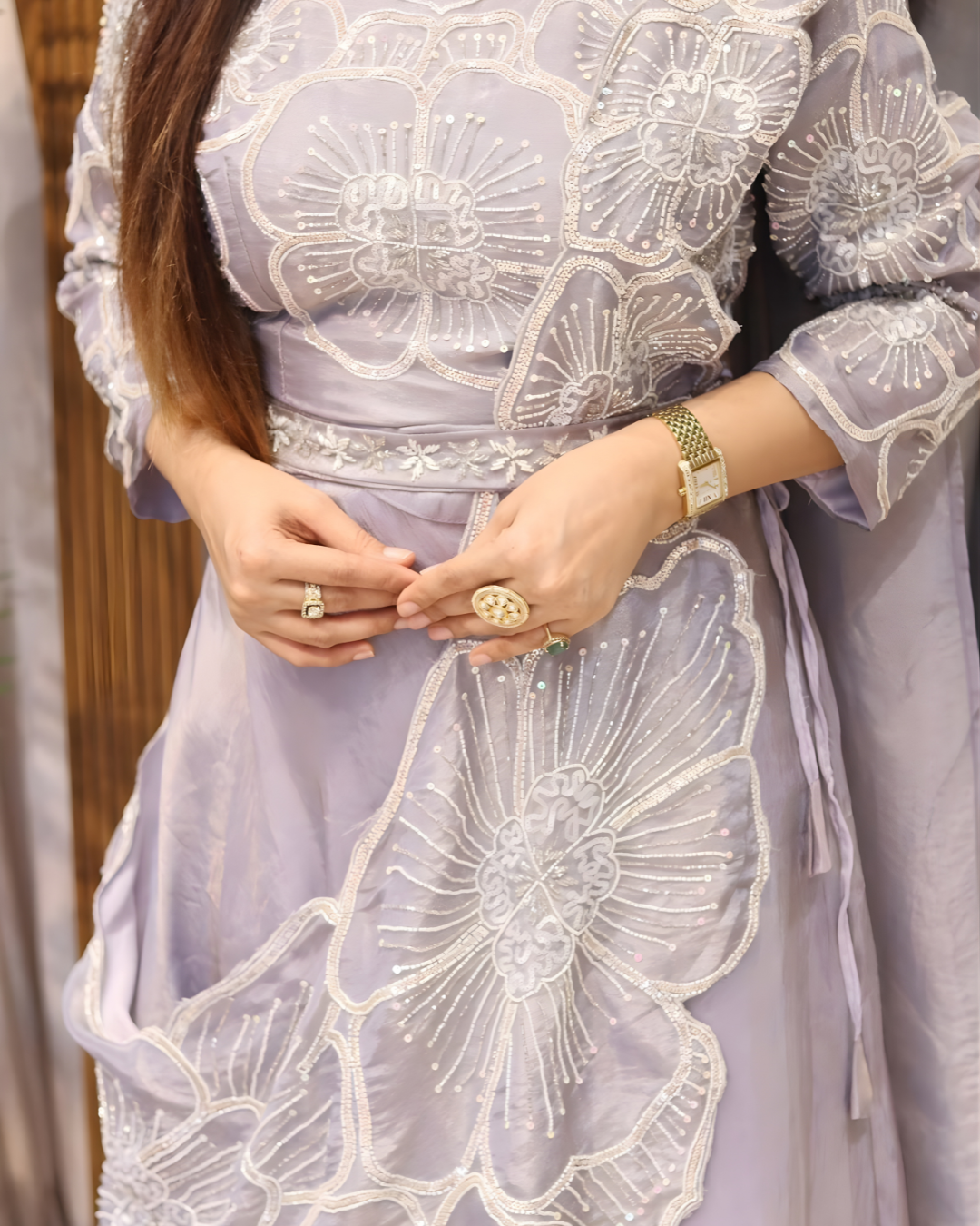 Tissue Silk Indowestern Lehenga with Detachable Cutwork Cape