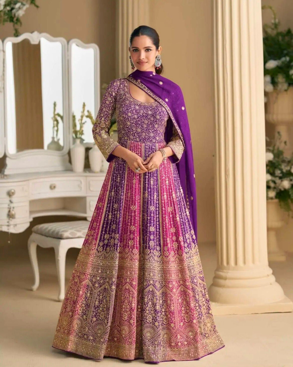 Premium Georgette Embroidered Anarkali Gown