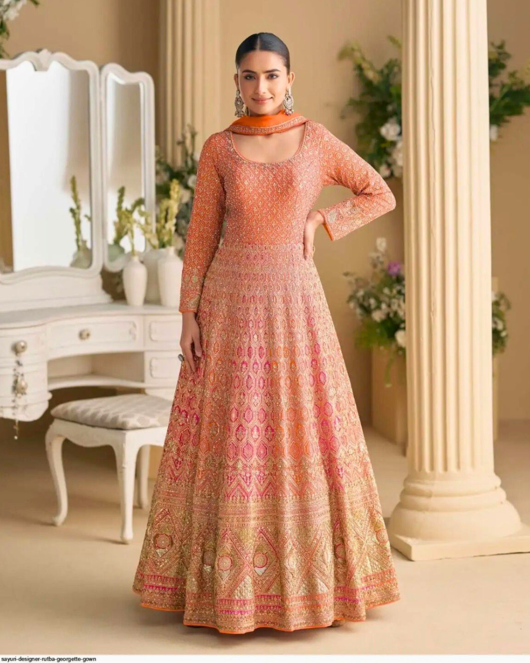 Premium Georgette Embroidered Anarkali Gown