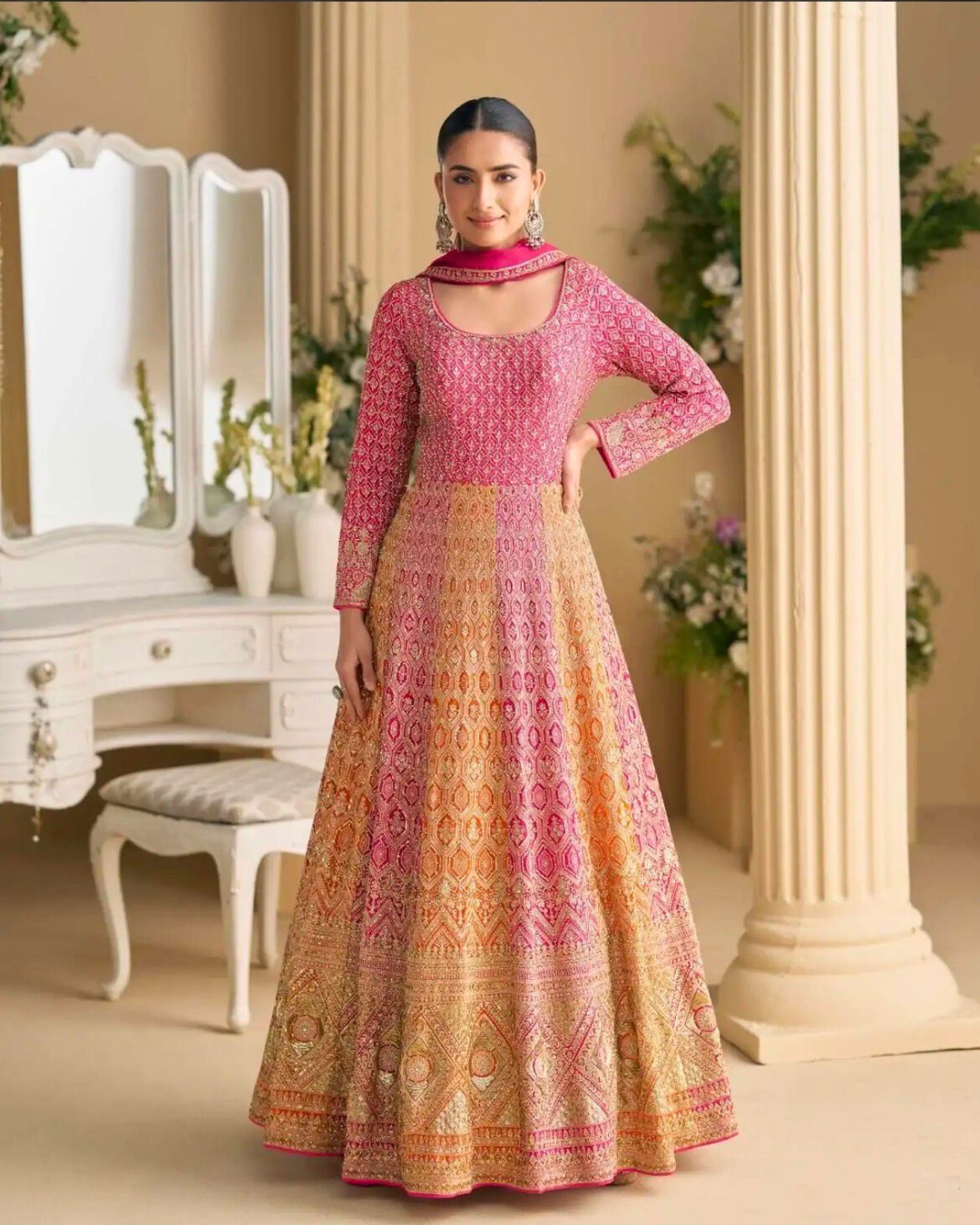 Premium Georgette Embroidered Anarkali Gown