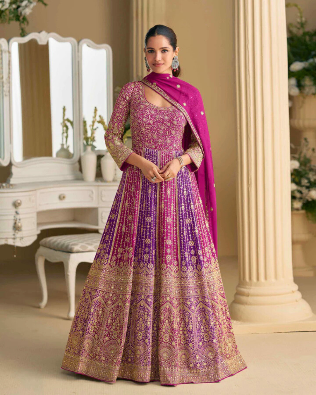 Premium Georgette Embroidered Anarkali Gown