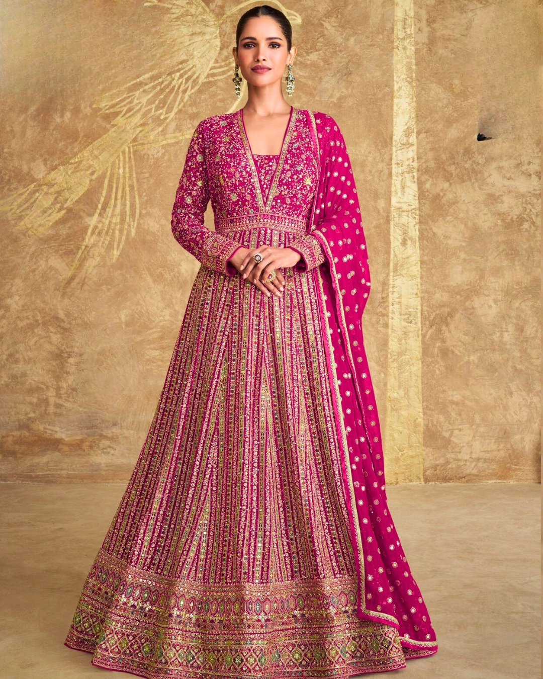 Royal Real Georgette Bridal-Work Anarkali Gown