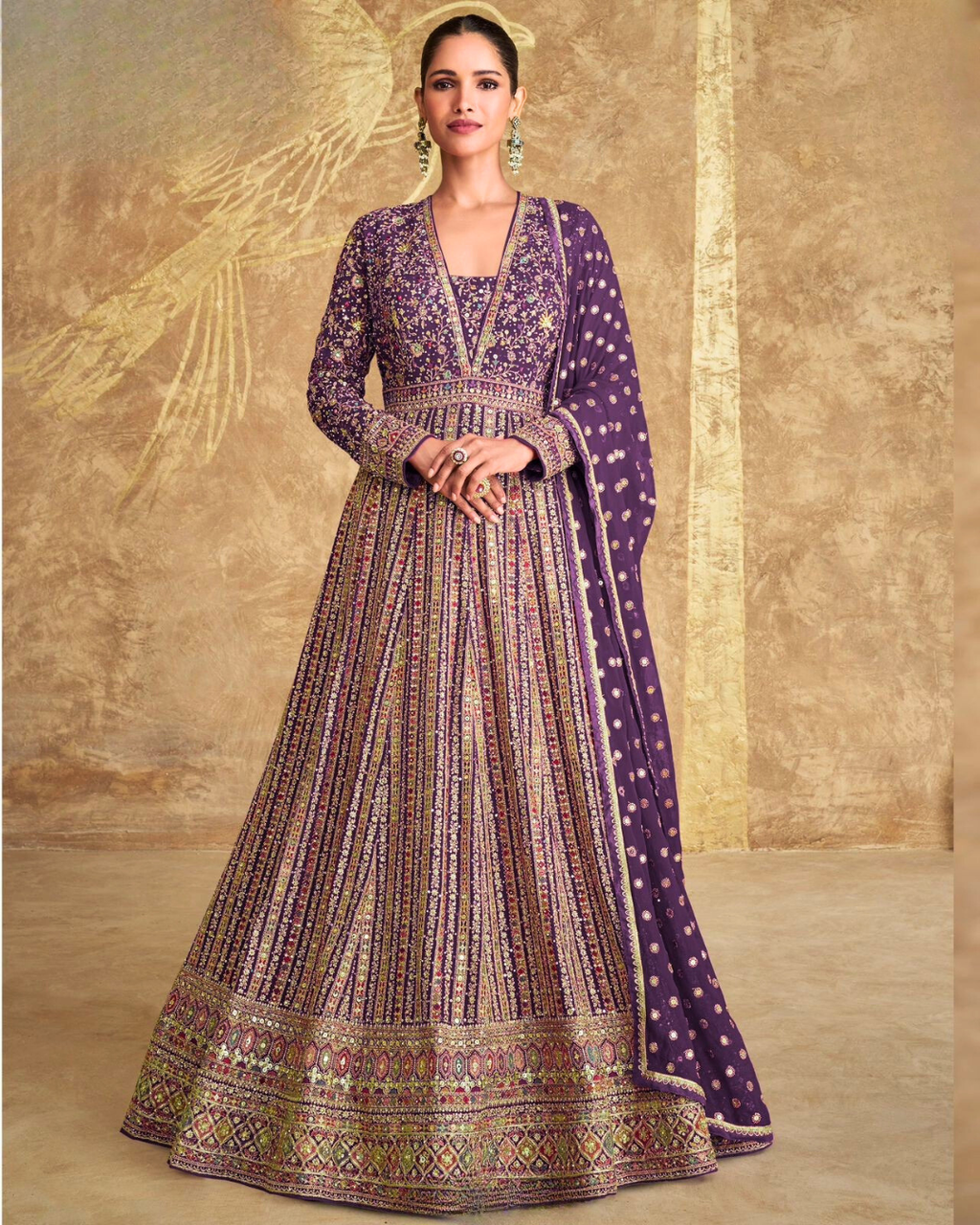 Royal Real Georgette Bridal-Work Anarkali Gown