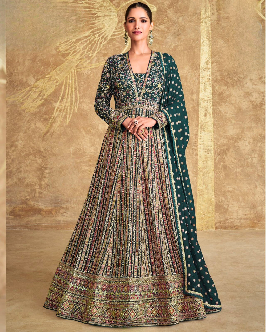 Royal Real Georgette Bridal-Work Anarkali Gown