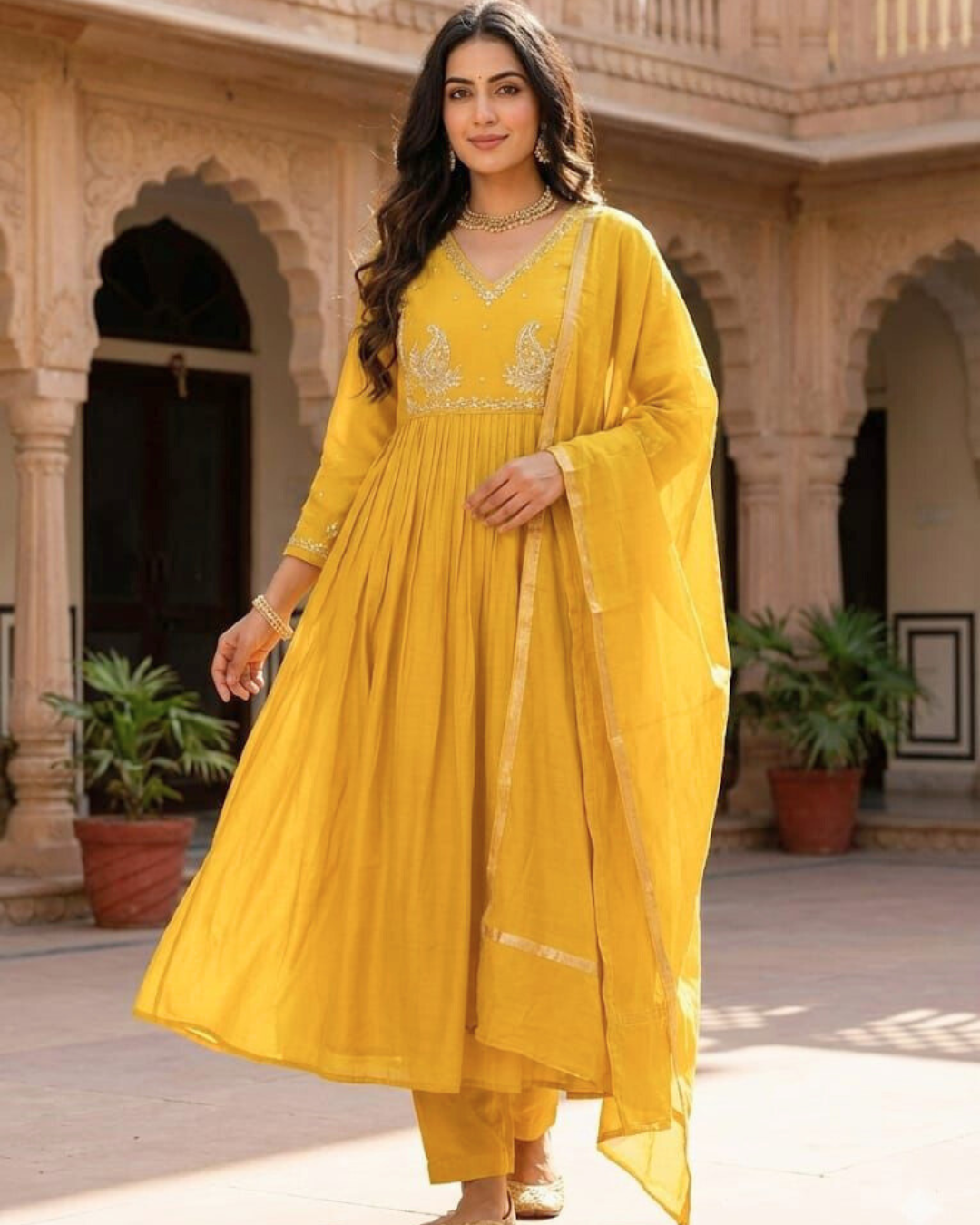 Royal Chanderi Zardosi Handwork Kurti Set