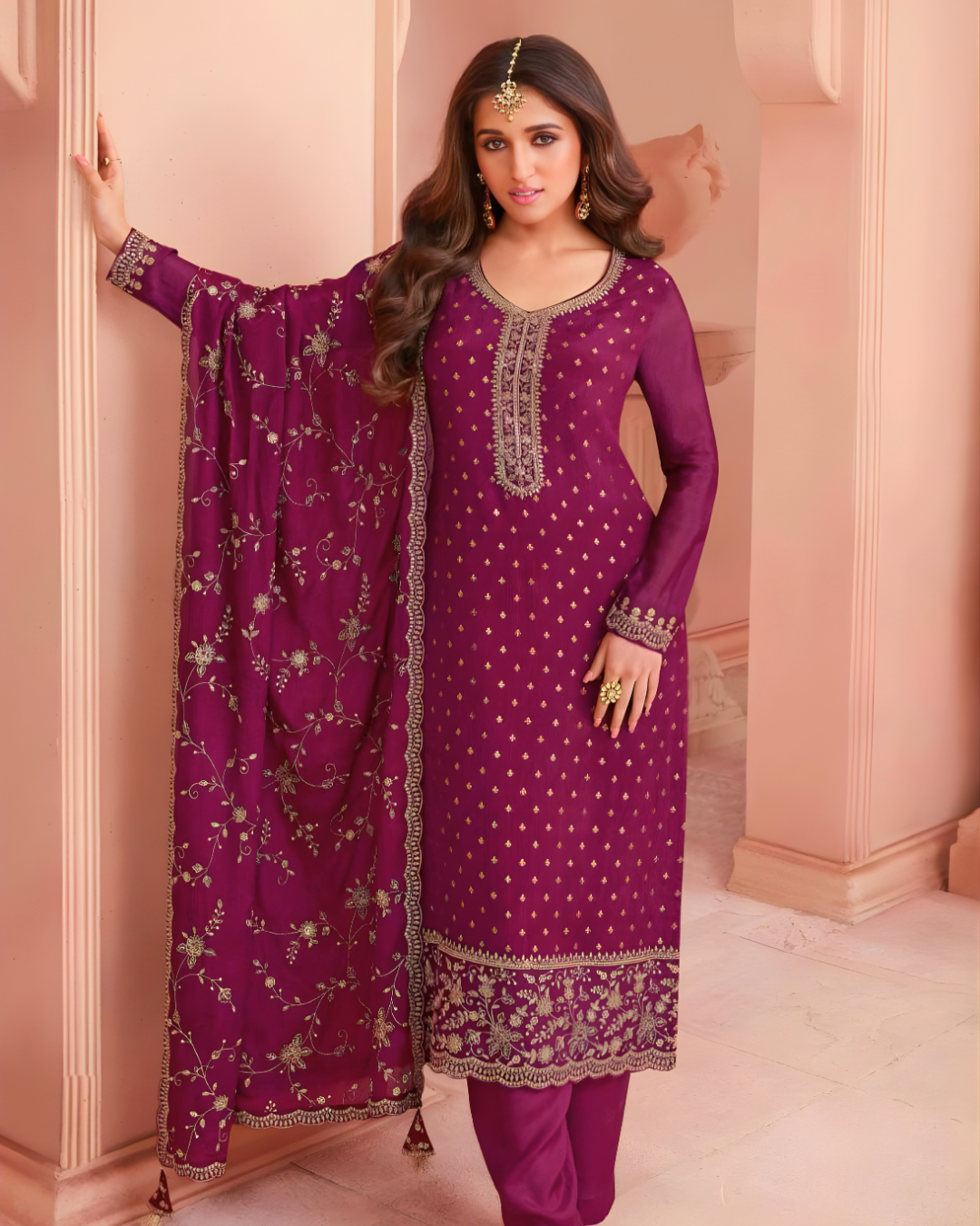 Pure Heritage Silk Embroidered 3-Piece Suite