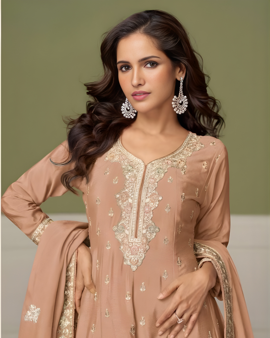 Nectar Hand-Embroidered Chinon Silk Sharara Set