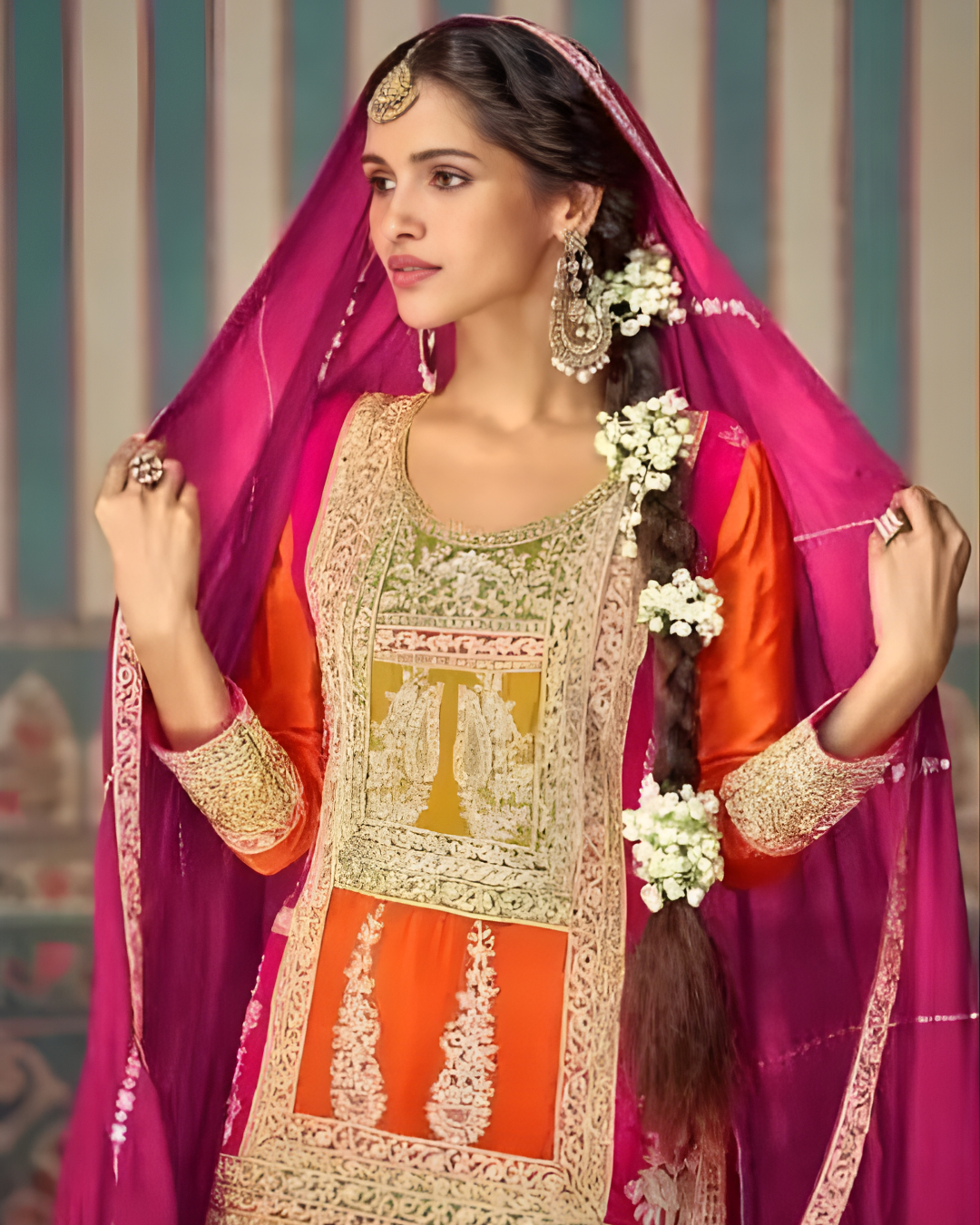 Opal Radiance Swarovski & Pearl Hand-Embellished Sharara Set