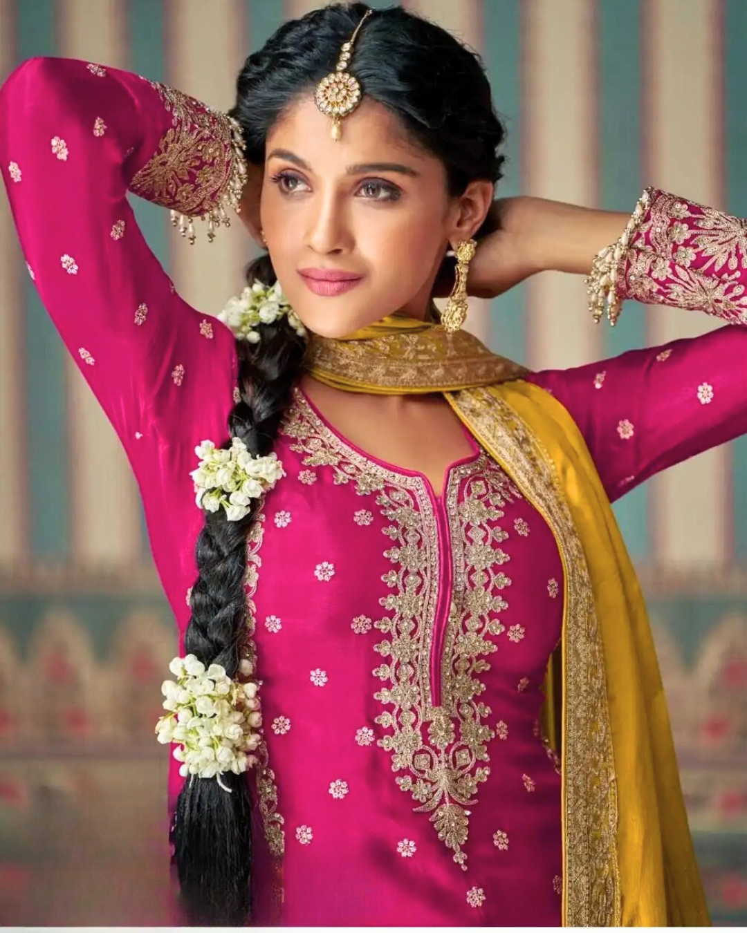 Opal Radiance Hand-Embellished Swarovski & Pearl Sharara Set