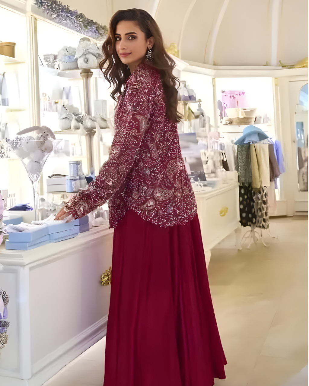 Designer Silk Peplum & Palazzo Western Wear