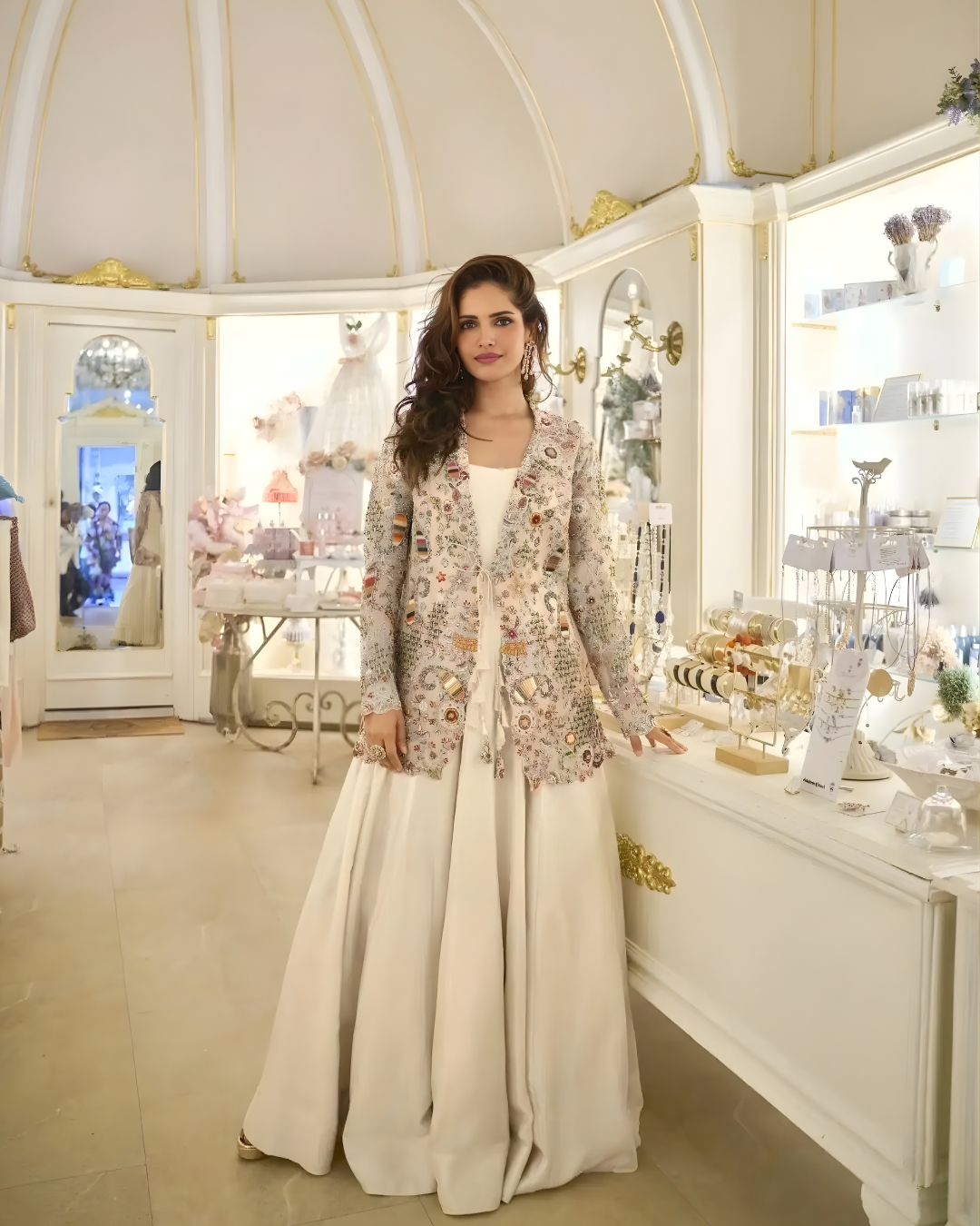 Designer Silk Peplum & Palazzo Western Wear