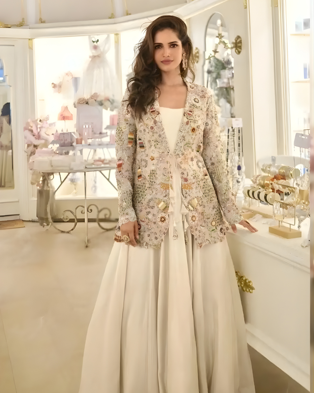 Designer Silk Peplum & Palazzo Western Wear