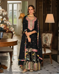 Heavy Chinon Embroidered Palazzo Suit Set