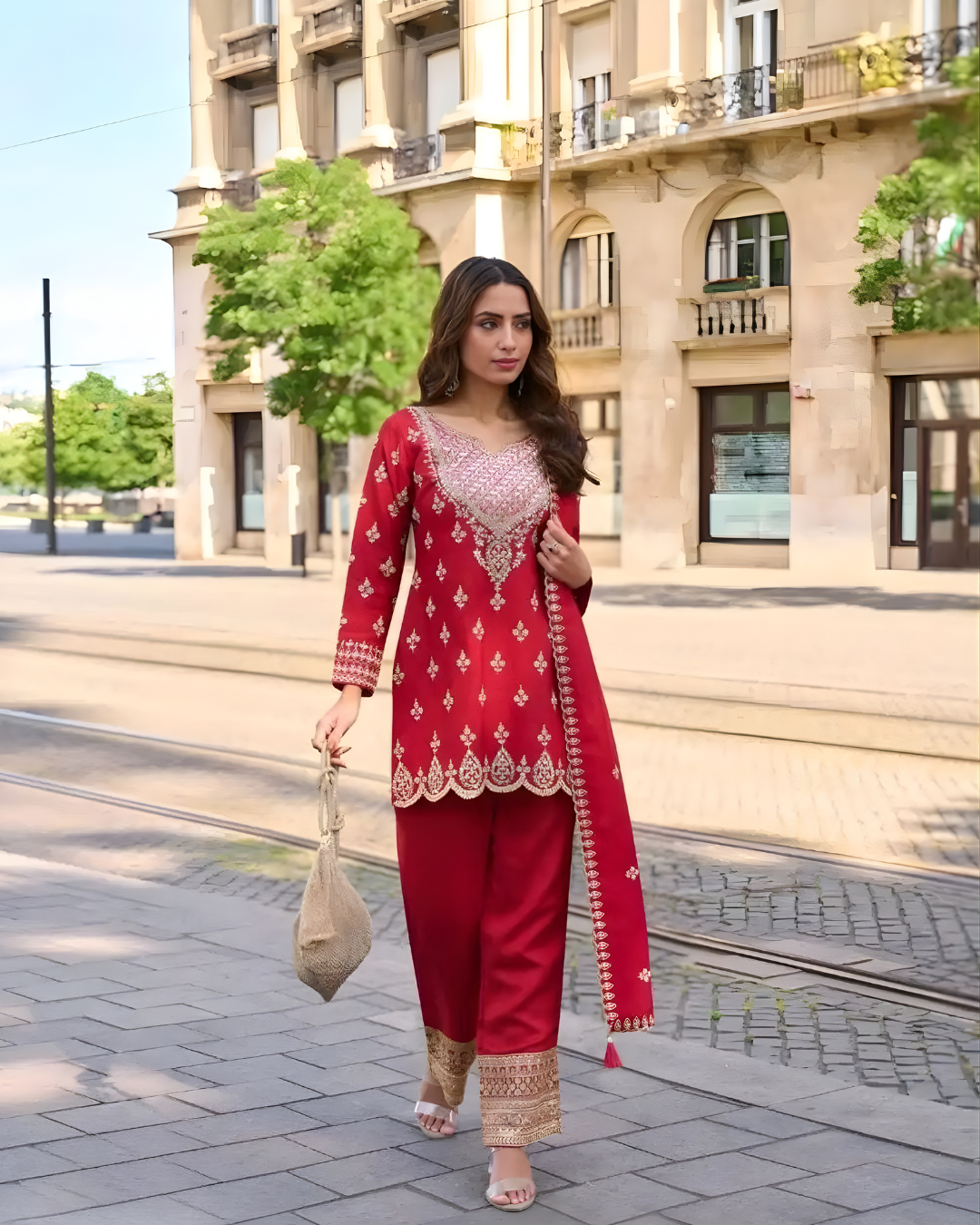 Heritage Simar Silk Embroidered Suite