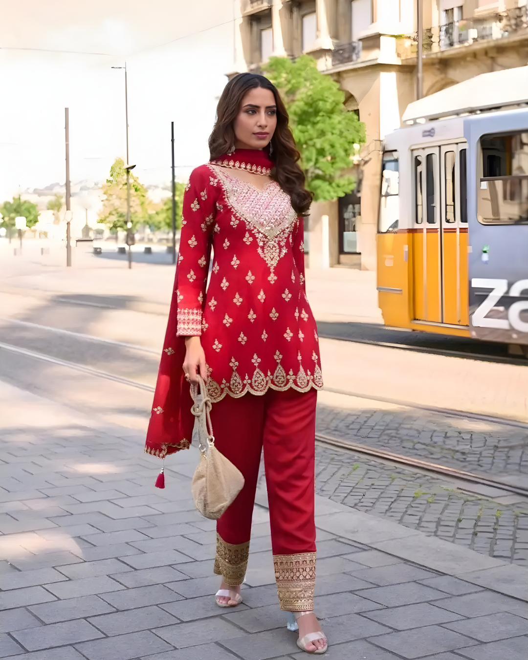 Heritage Simar Silk Embroidered Suite