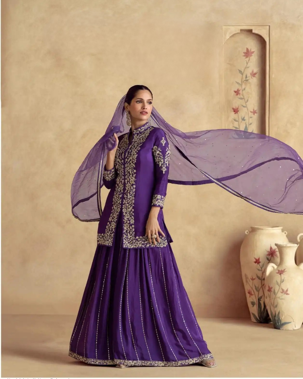 Heavily Embroidered Gold Heritage Palazzo Ensemble