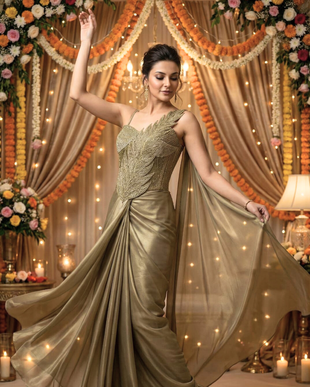 Luminous Glamour Ready-to-Wear Mermaid Saree