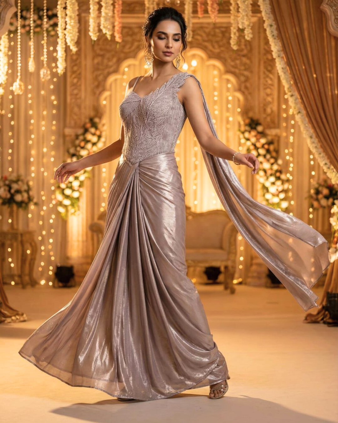 Luminous Glamour Ready-to-Wear Mermaid Saree