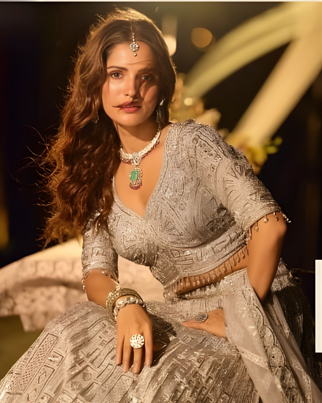 Moonlight Silver Hand-Embellished Net Lehenga Set