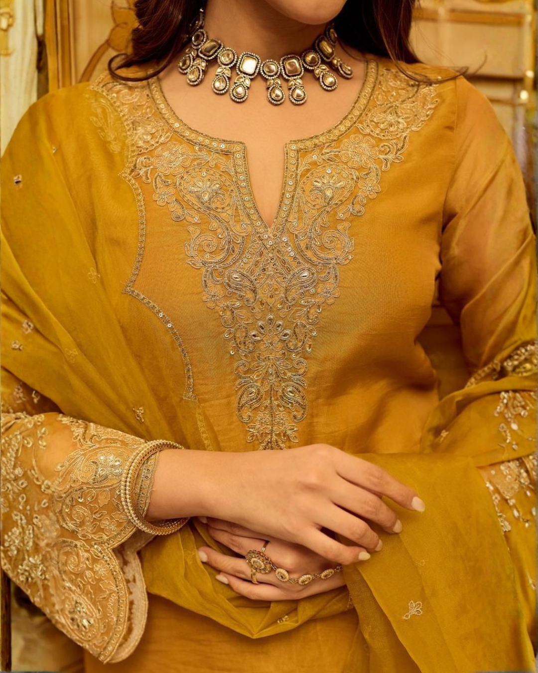 Royal Shimmer Tissue Silk Palazzo Suit