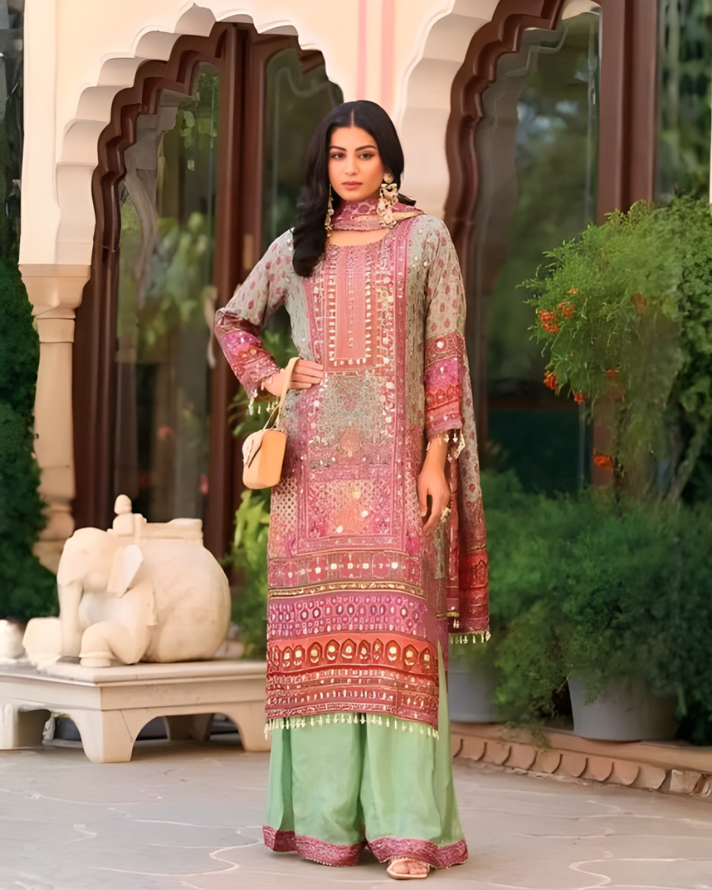 Heavy Chinon Digital Print Suit Set with Dupatta