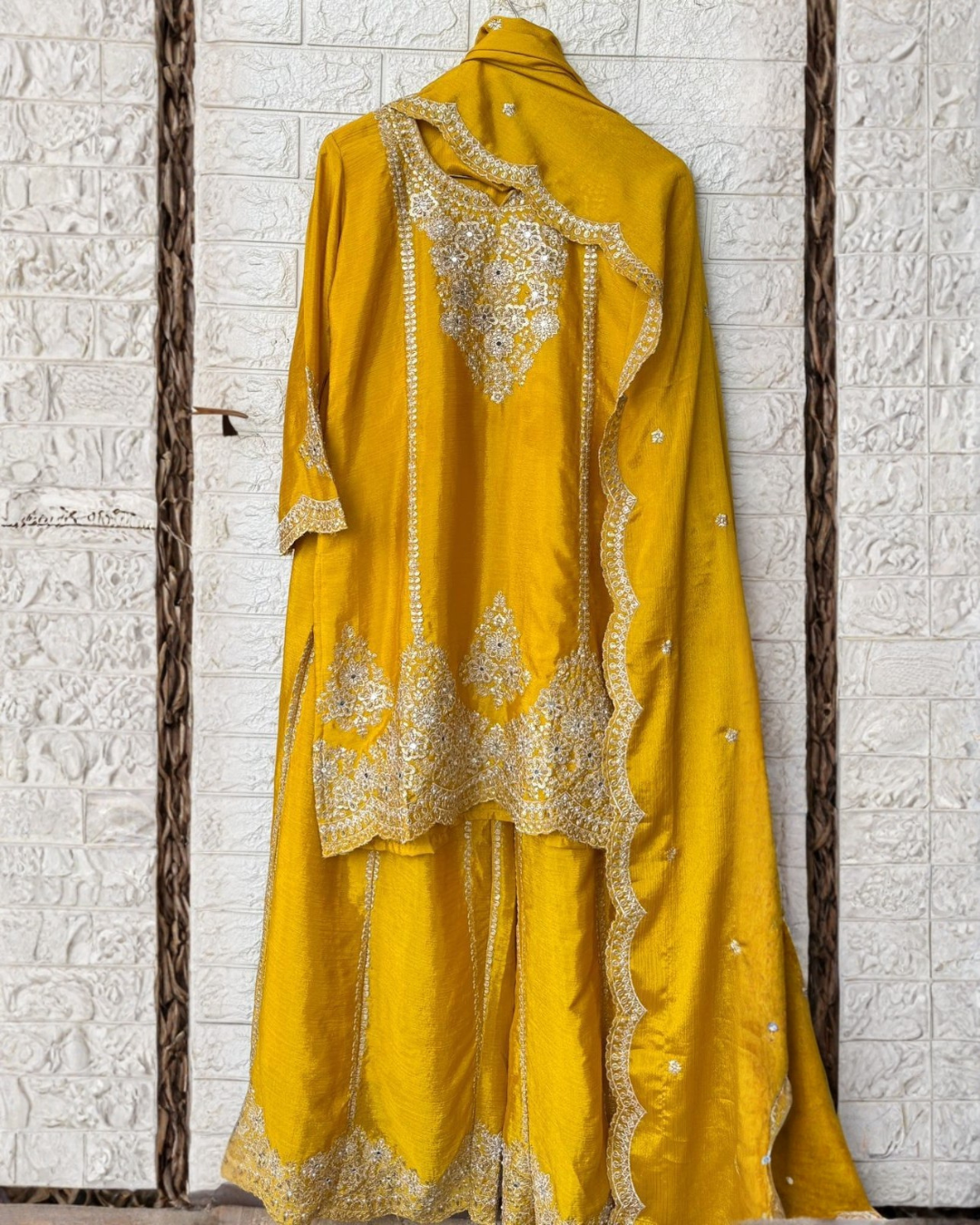 Premium Shimmer Silk & Chinon Sharara Ensemble