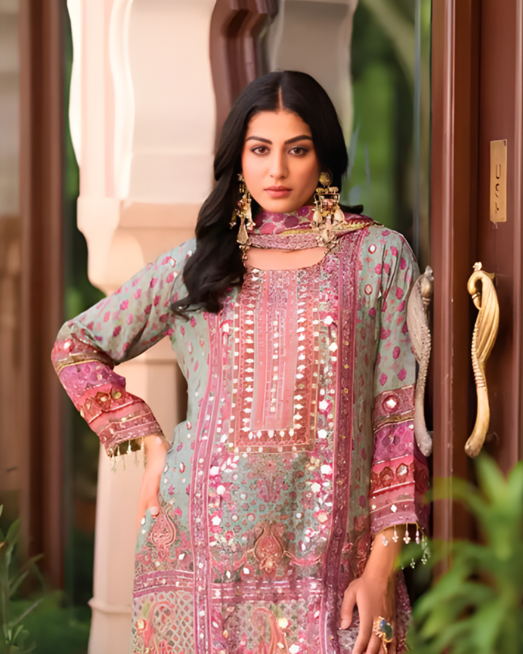 Heavy Chinon Digital Print Suit Set with Dupatta