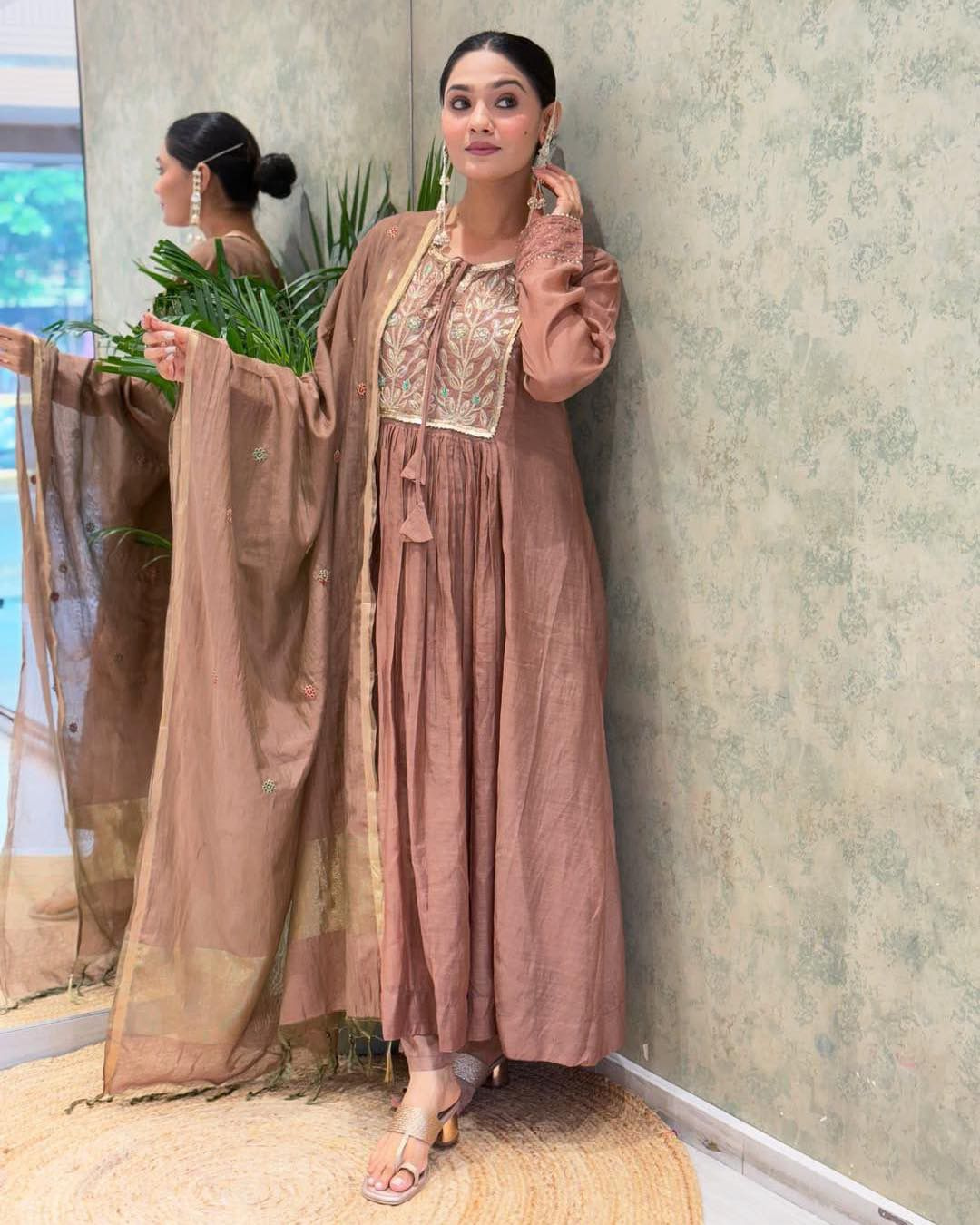 Embroidered Cotton Kurti Pant Dupatta Set