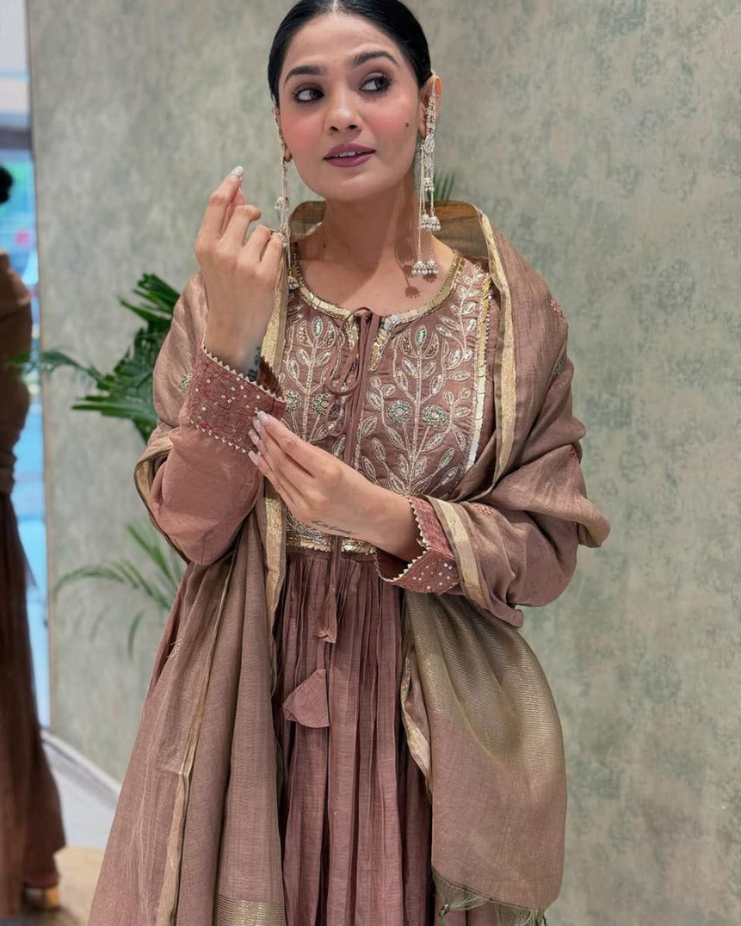 Embroidered Cotton Kurti Pant Dupatta Set