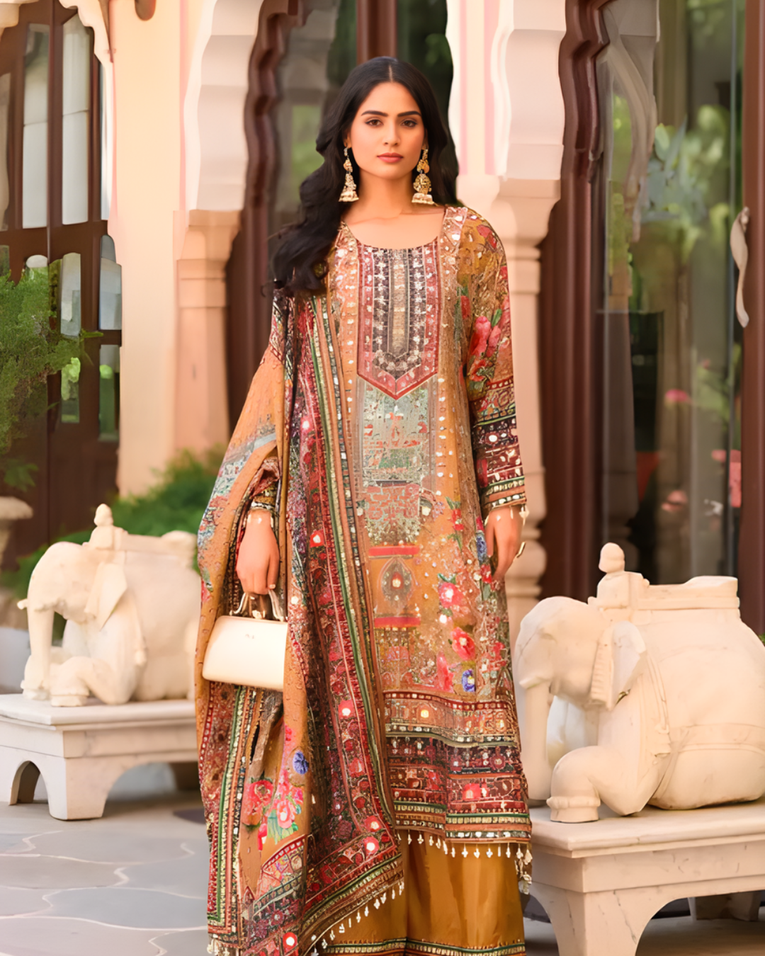 Heavy Chinon Digital Print Suit Set with Dupatta