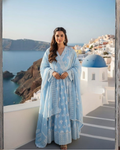Cotton Schiffli Angrakha Anarkali Set