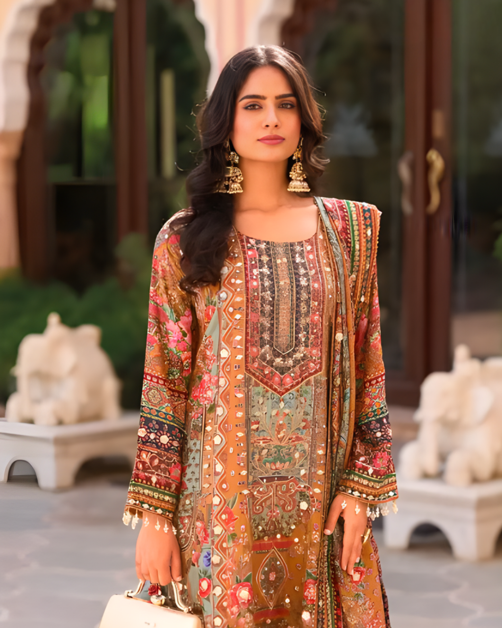 Heavy Chinon Digital Print Suit Set with Dupatta