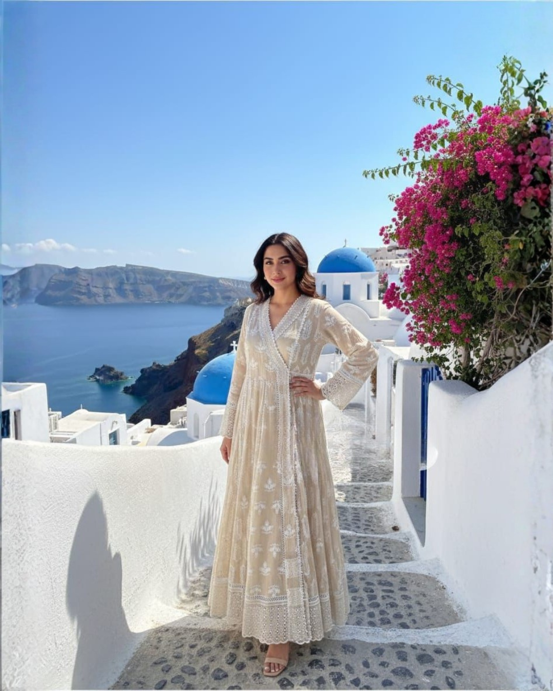 Cotton Schiffli Angrakha Anarkali Set