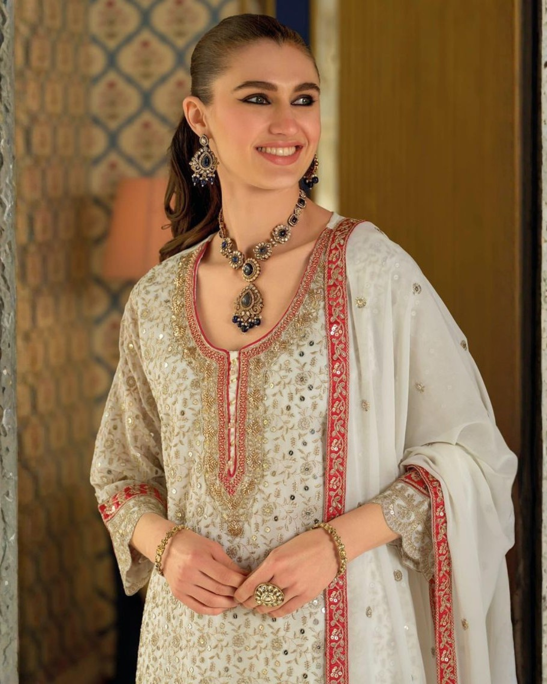 Georgette Embroidered Sharara Set with Dupatta