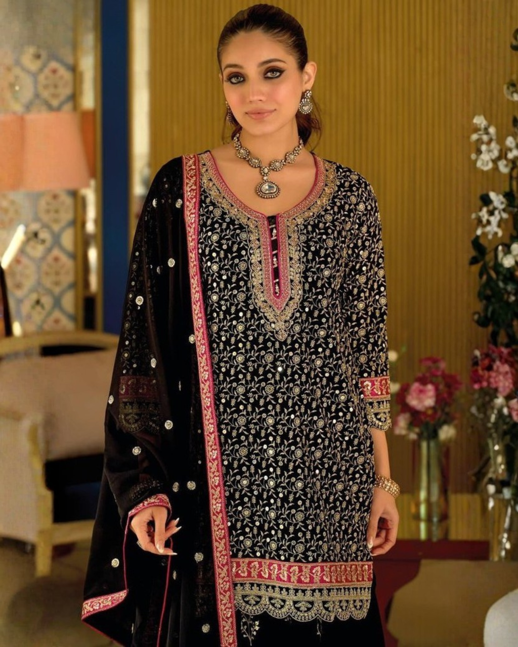 Georgette Embroidered Sharara Set with Dupatta