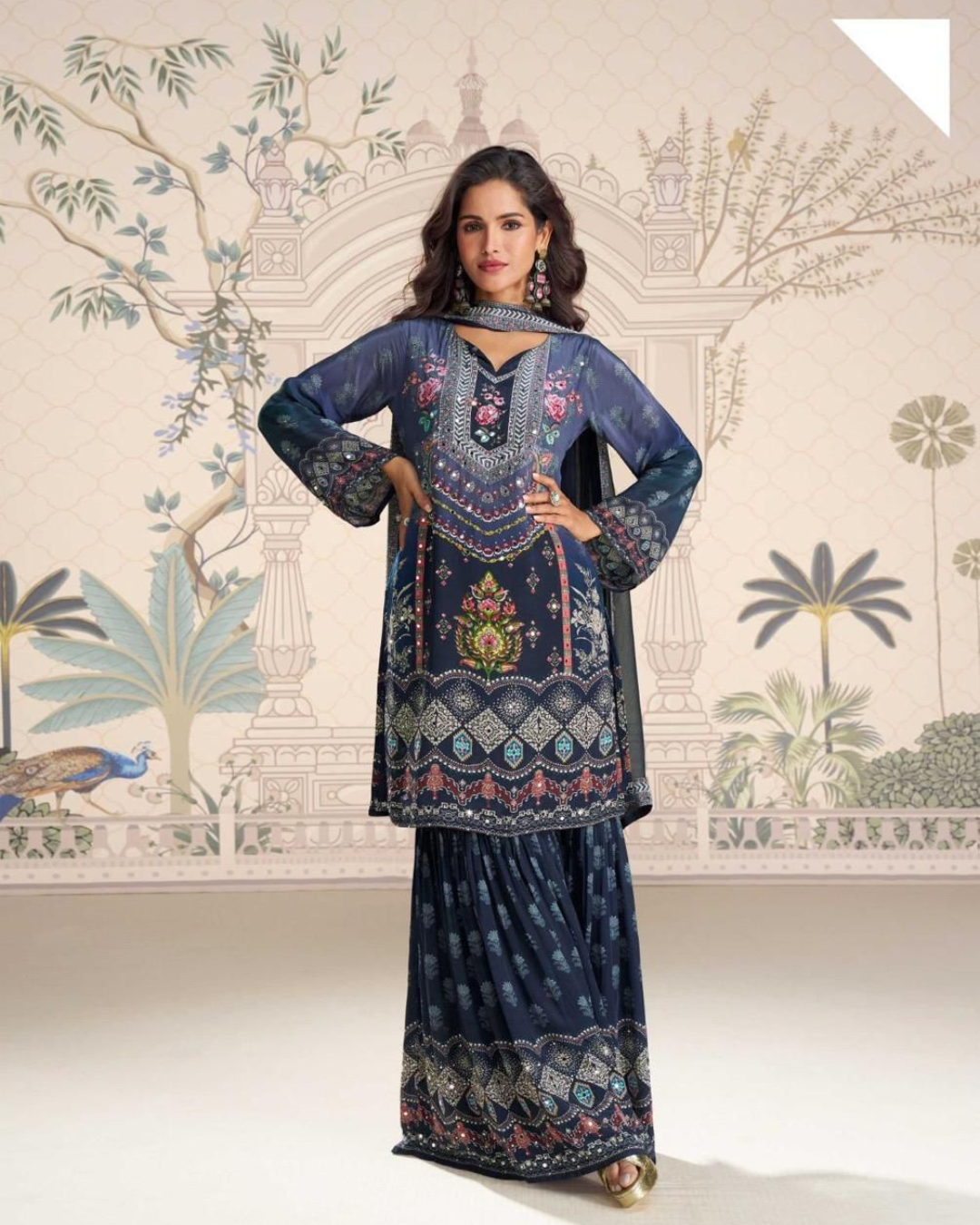 Premium Crepe Hand Mirror Garara Set