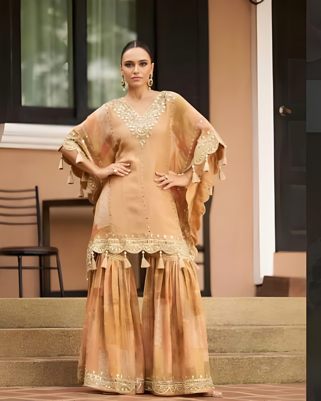 Royal Silk Hand-Embroidered Kurti Palazzo Set