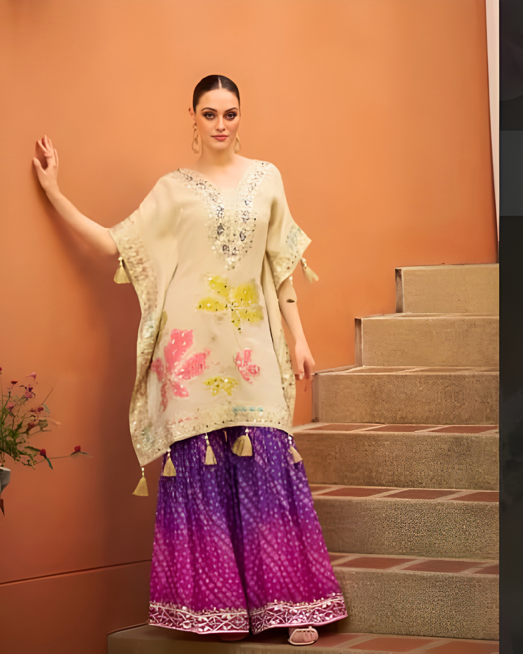 Royal Silk Hand-Embroidered Kurti Palazzo Set