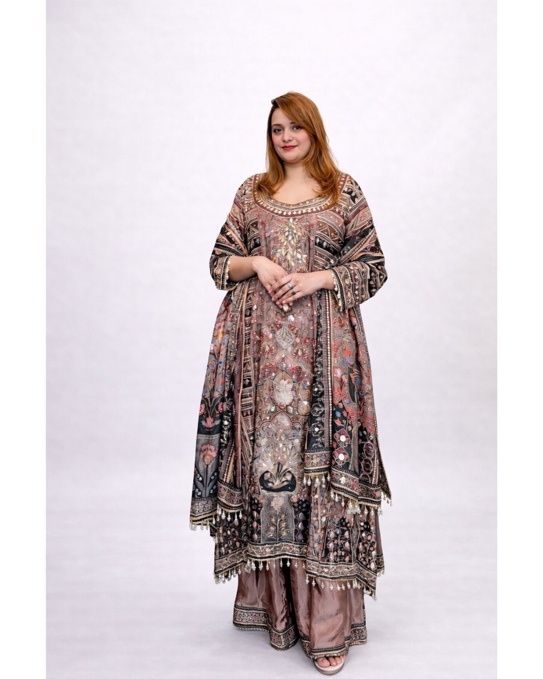 Elegant Silk A-Line Palazzo Suit