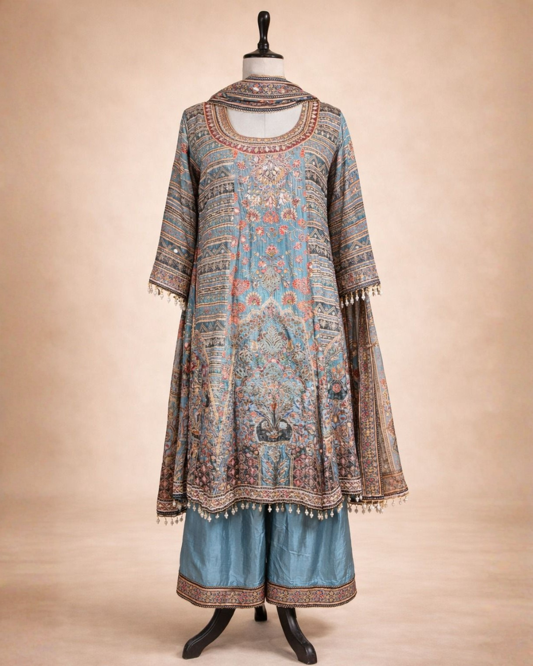 Elegant Silk A-Line Palazzo Suit