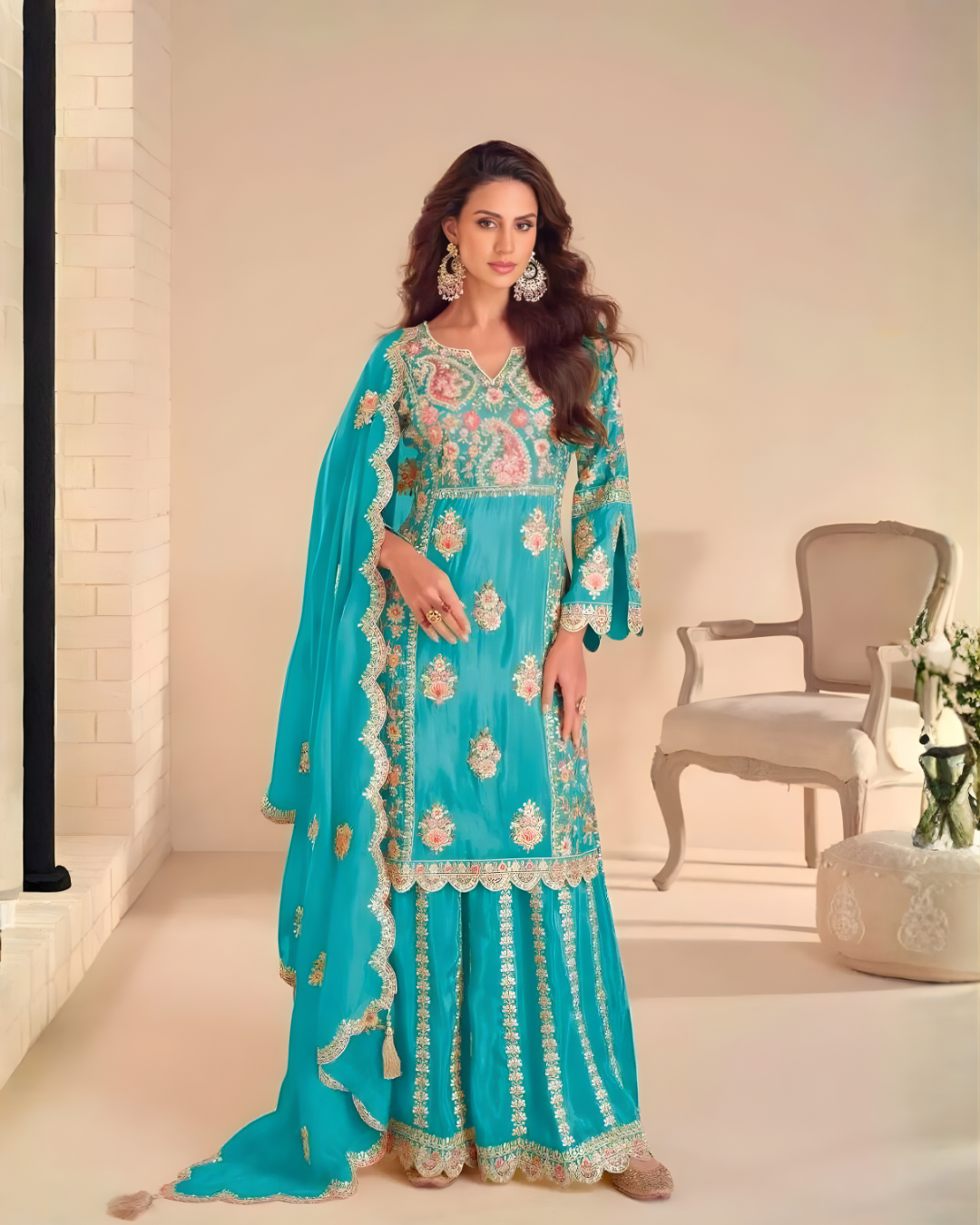 Real Shimmer Palazzo Suit