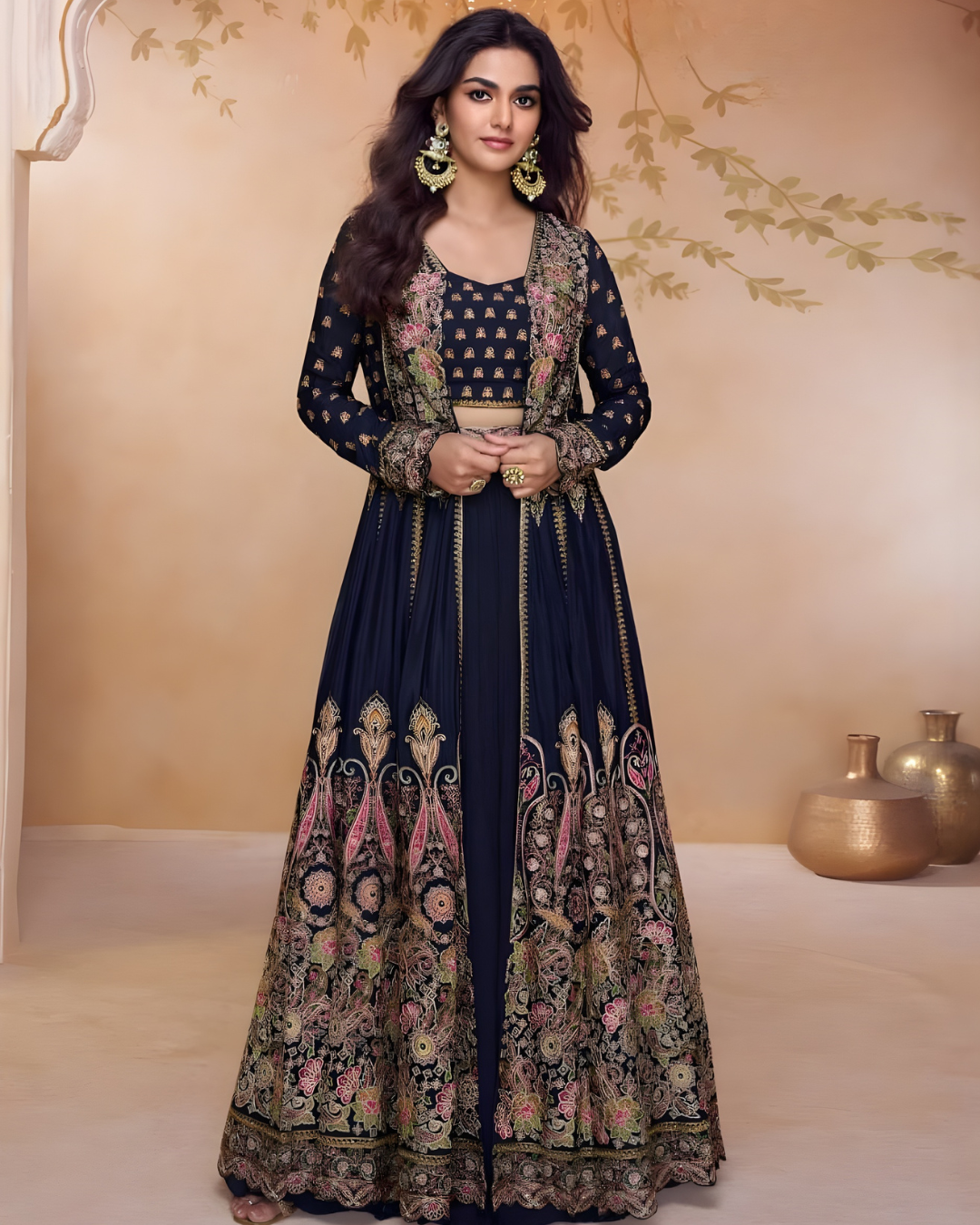 Midnight Glow Real Shimmer Embroidered Lehenga Set