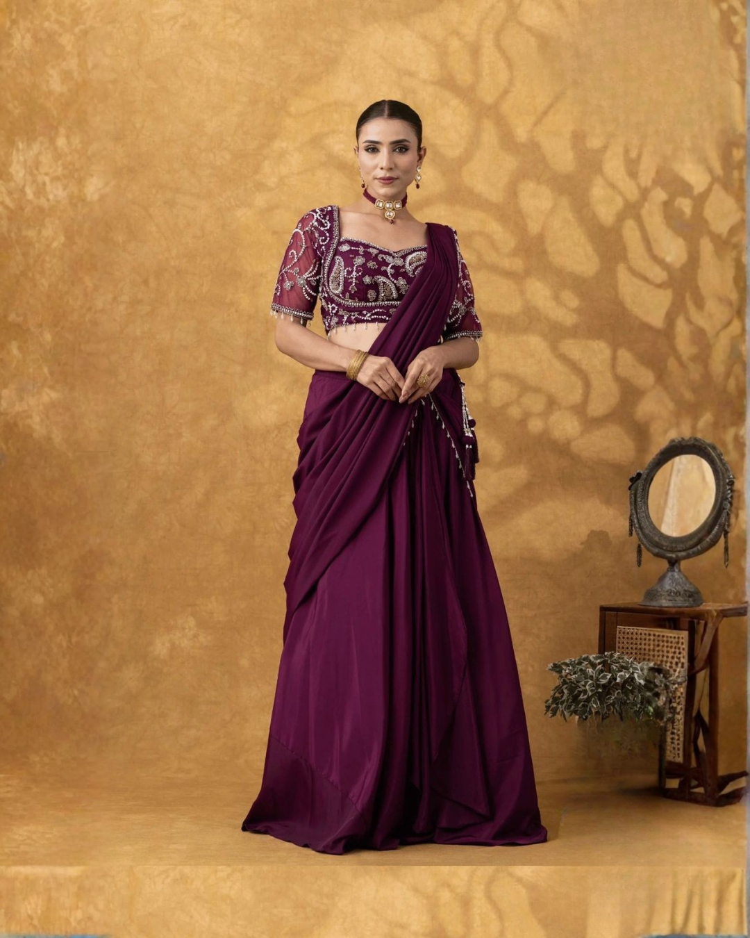 Midnight Sparkle Sequence Saree