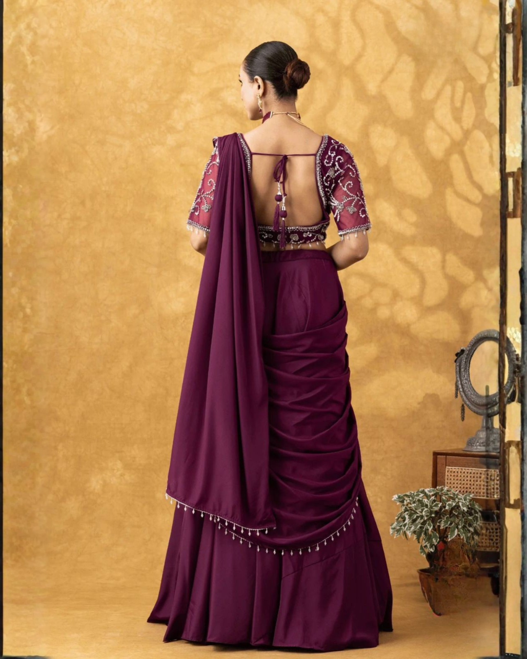 Midnight Sparkle Sequence Saree