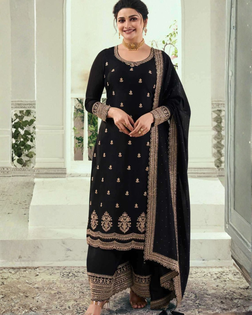 Heritage silk georgette palazo set